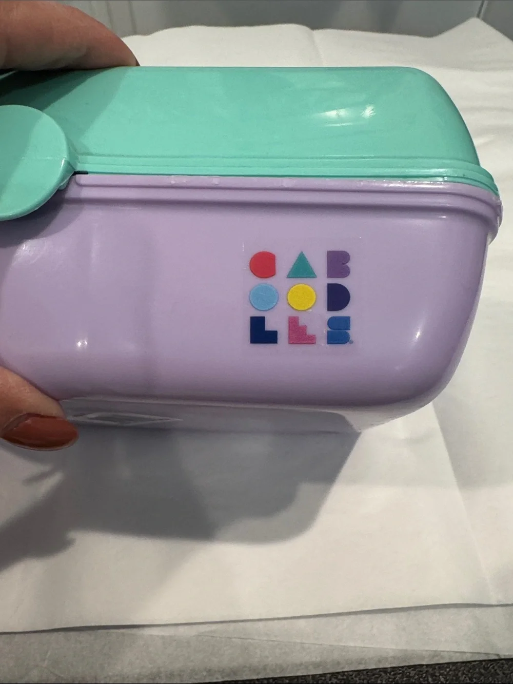 Classic Caboodles Mint Green & Lavender Makeup Case with Peach Handle